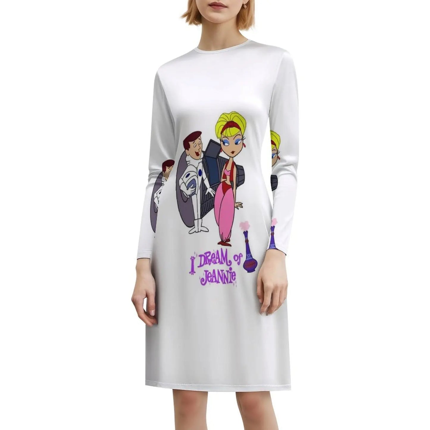 My Favorite People Dream Of Jeannie Cool Graphic Gifts Bohemian Sleeveless Dress Multi-Print Beach Vacation Party Dress My