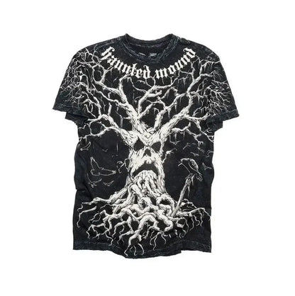 Summer Men's Breathable Round Neck T-shirt Y2K Retro Clothing Punk Hip Hop Pattern Printed Outdoor Fashion Top