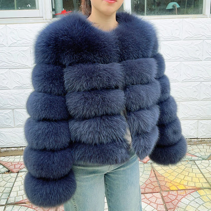 QUEENTINA Fox Fur Coat Real Winter Women'S Fashion Brown 2025 Leather And Skin Clothing Natural New In Coats & Jackets Outerwear