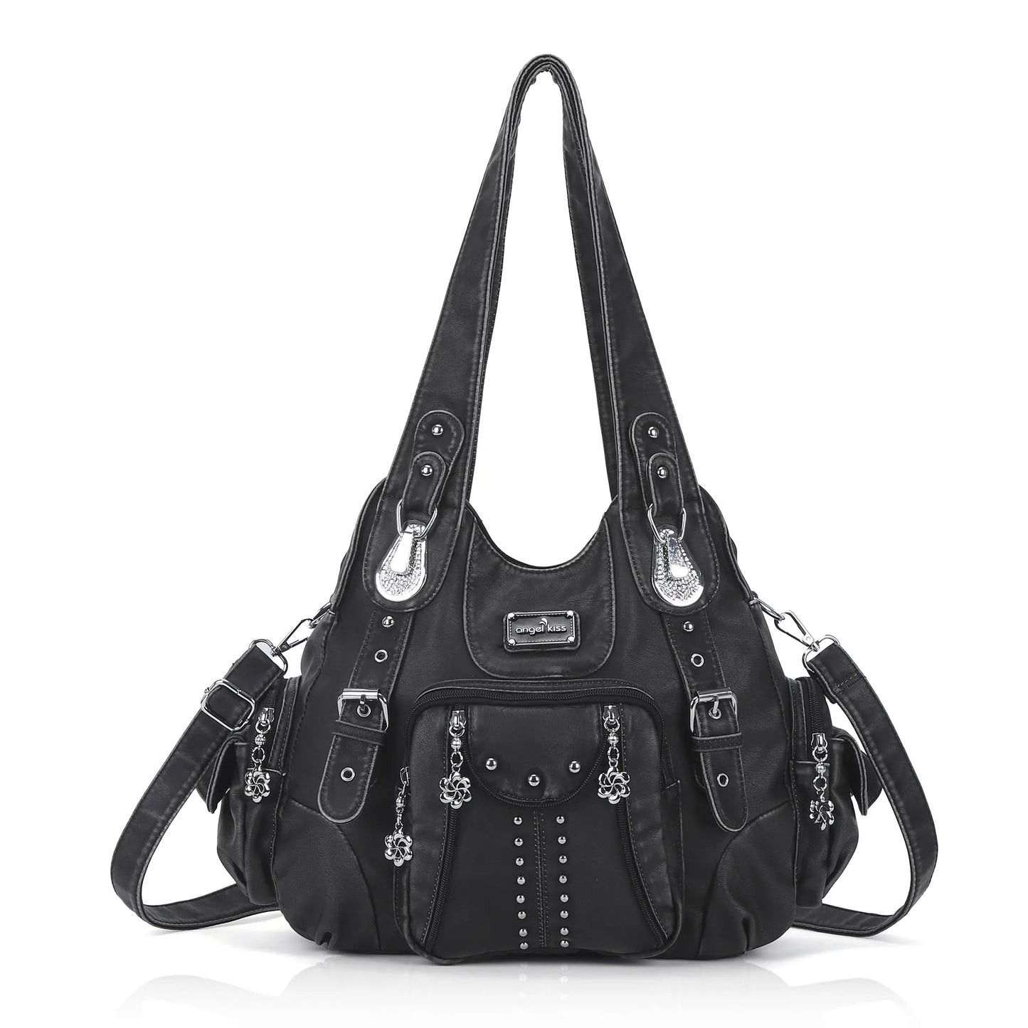 Redemption by Ashley North fashionable large hobo crossbody bag for women in soft PU leather with multiple pockets and adjustable strap.