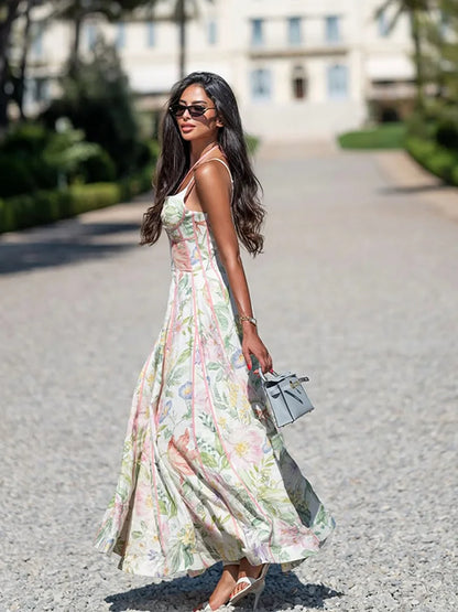 Floral Print Women 's Maxi Dress Spaghetti Strap Corset A Line Long Dresses Female 2026 Summer Fashion Vacation Woman Vestidos - Redemption By Ashley North