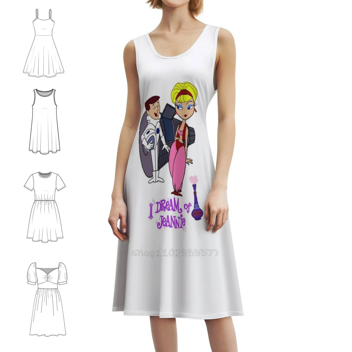 My Favorite People Dream Of Jeannie Cool Graphic Gifts Bohemian Sleeveless Dress Multi-Print Beach Vacation Party Dress My