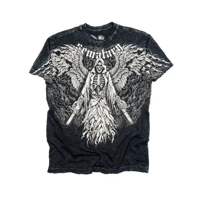 Summer Men's Breathable Round Neck T-shirt Y2K Retro Clothing Punk Hip Hop Pattern Printed Outdoor Fashion Top