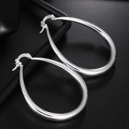 41MM 925 sterling silver Smooth Circle cute Hoop Earrings For Women Fashion Party Wedding Accessories Jewelry Christmas Gifts
