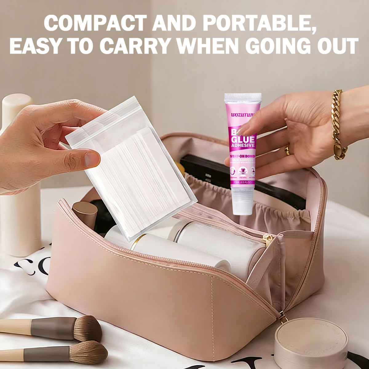 GP Edge Care StaySecure™ Body Adhesive in a four-pack, skin-friendly glue for confident, secure hold on clothing and accessories.