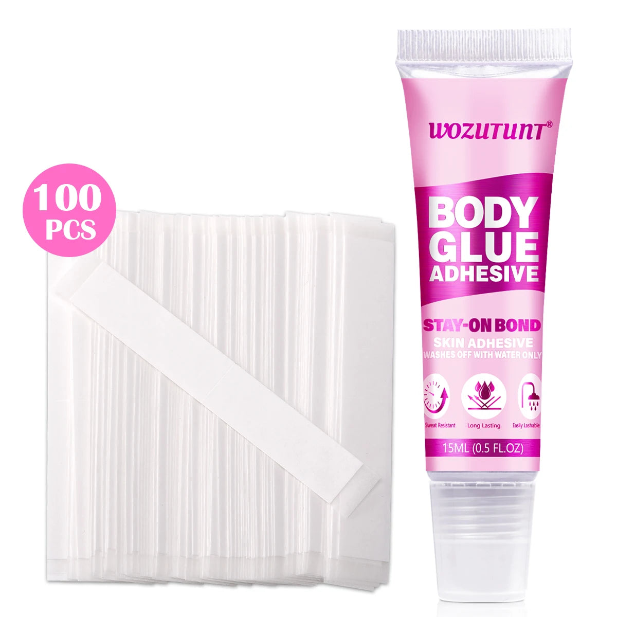 StaySecure™ Body Adhesive by GP Edge Care Store, 4-pack, clear skin-safe body glue for secure, long-lasting hold.
