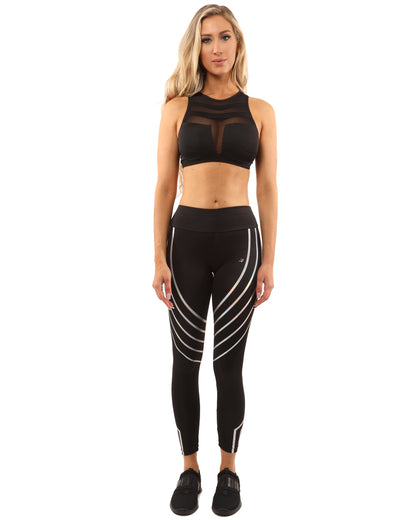 Black Lazurite Laguna Set with leggings and sports bra, women's activewear ensemble featuring comfortable, stylish athletic clothing.