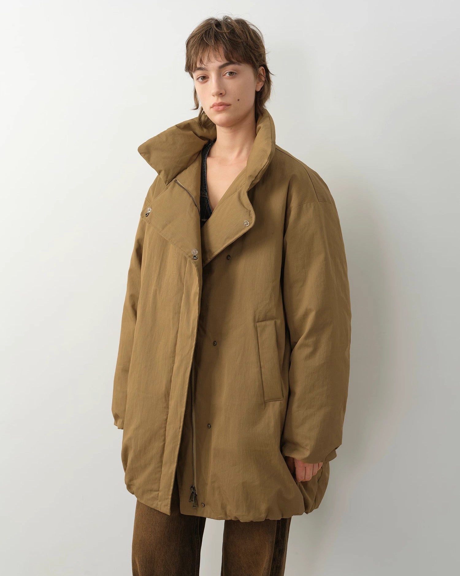 Women's winter goose down coat with Tuscan wool, stylish and warm Fireladyfur by MINKANDFOX featuring a plush, insulated design.