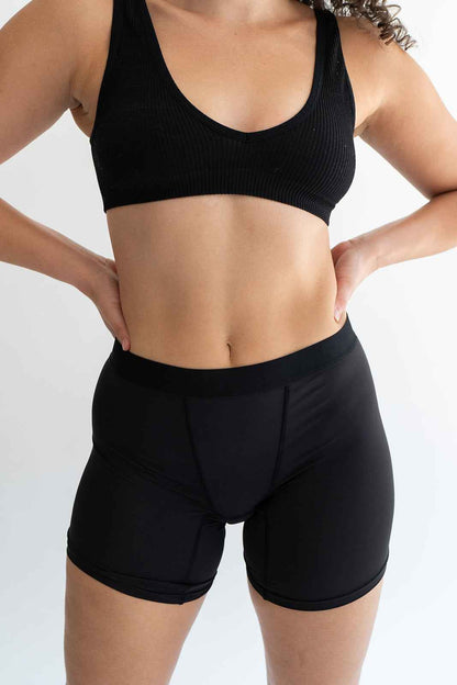 Black Monthly Boxer Briefs for men, showing the fitted waistband and smooth fabric fit.