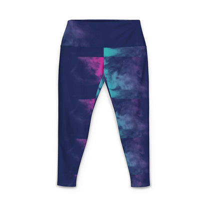 Space Women's Yoga Pants with all-over space print by Printify, featuring vibrant galaxy-inspired designs and comfortable fit.