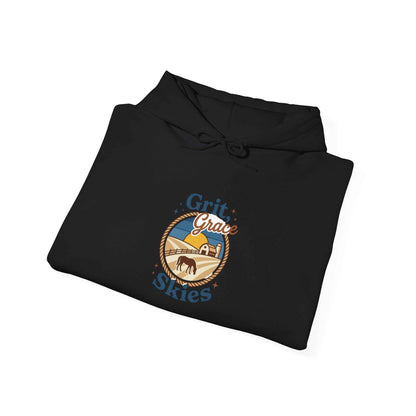 Navy sun-bleached prairie patch hoodie by Printify, featuring a casual, stylish hoodie with patch details and a relaxed fit.
