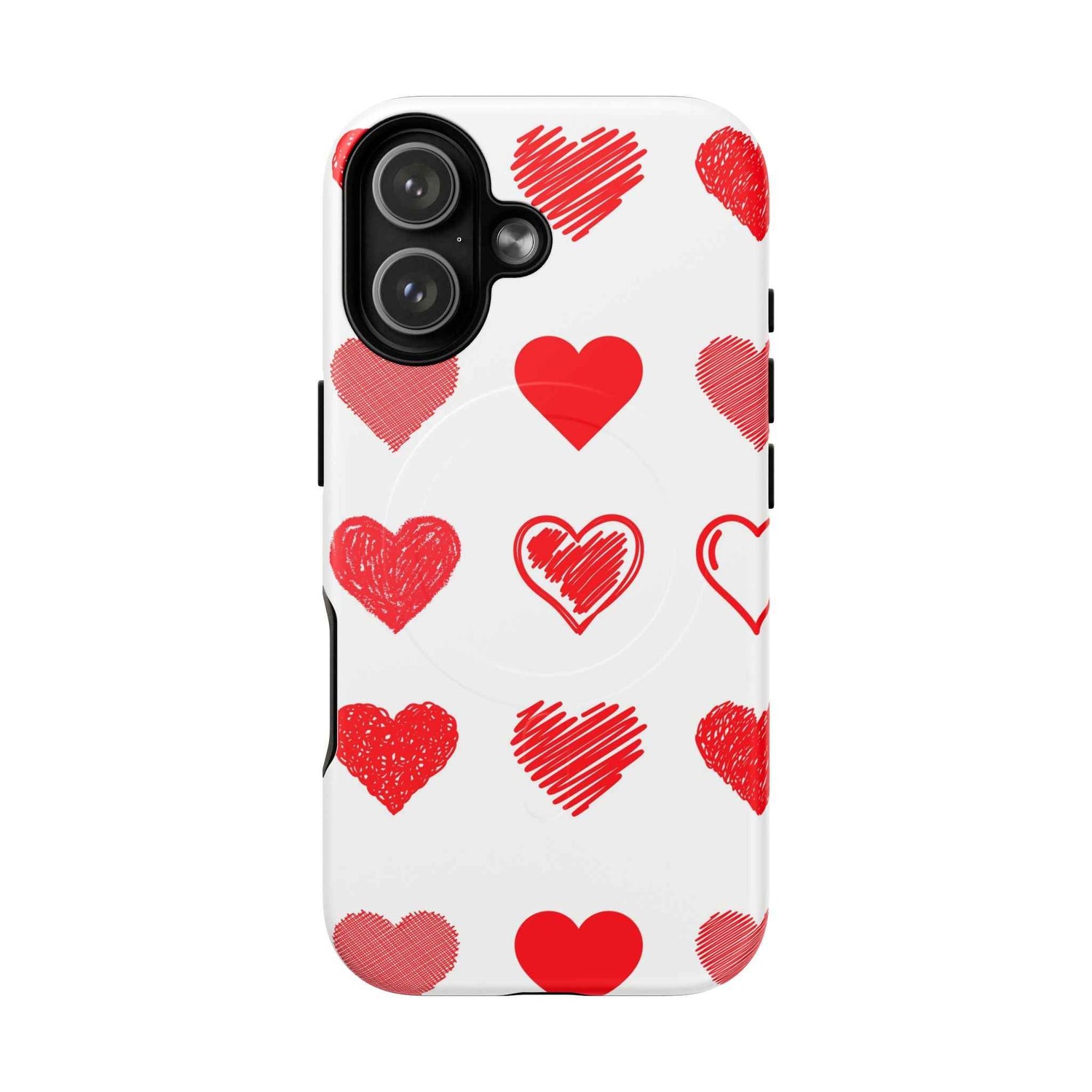 Printify iPhone 17 MagSafe phone case with glossy heart pattern and dual-layer shield for protection and style.