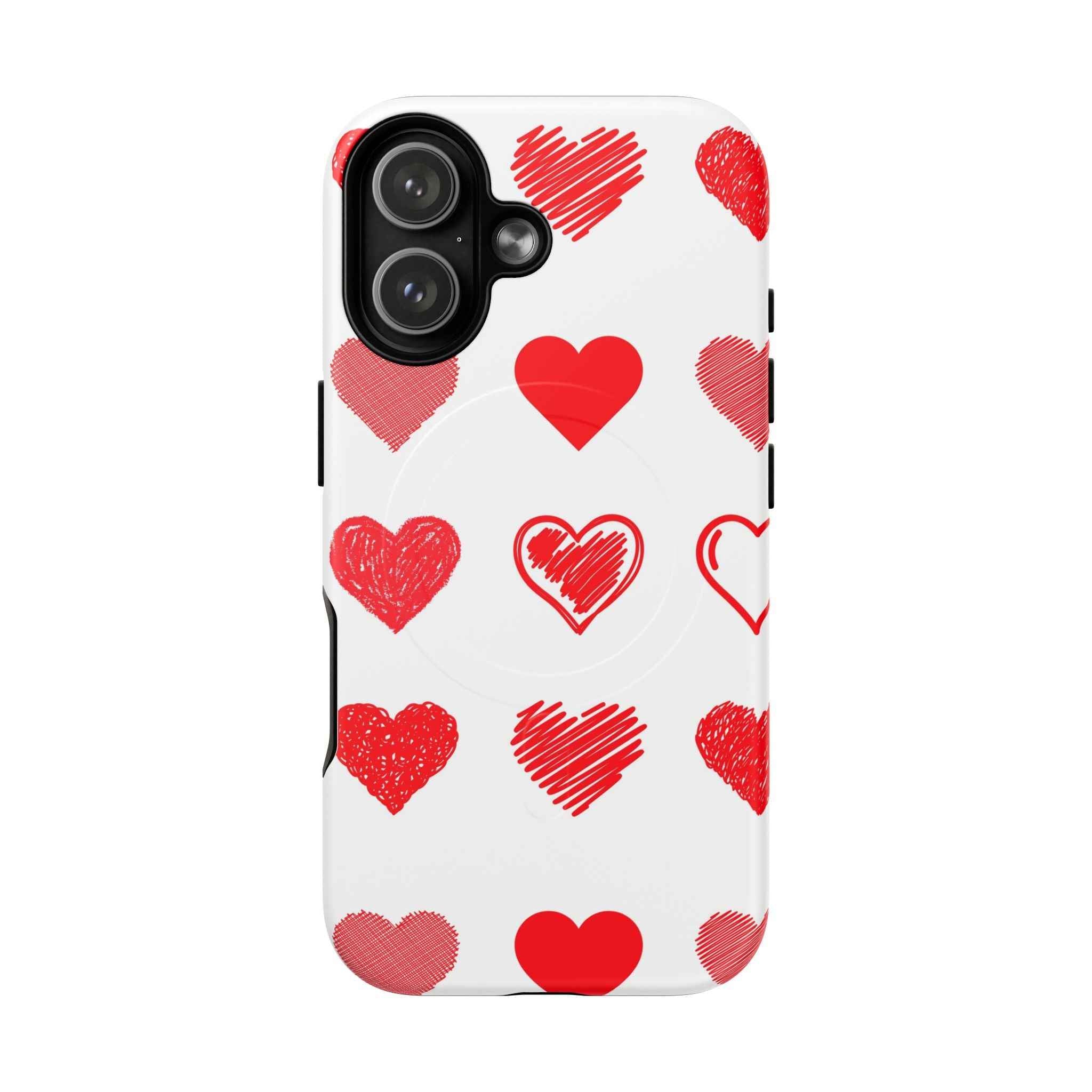 Printify iPhone 17 MagSafe phone case with glossy heart pattern and dual-layer shield for protection and style.
