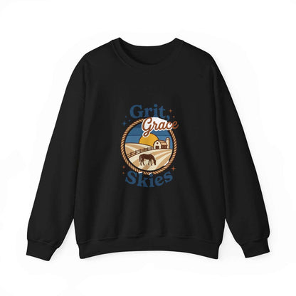 Navy vintage prairie sweatshirt by Printify featuring Western-inspired design and comfortable fit.