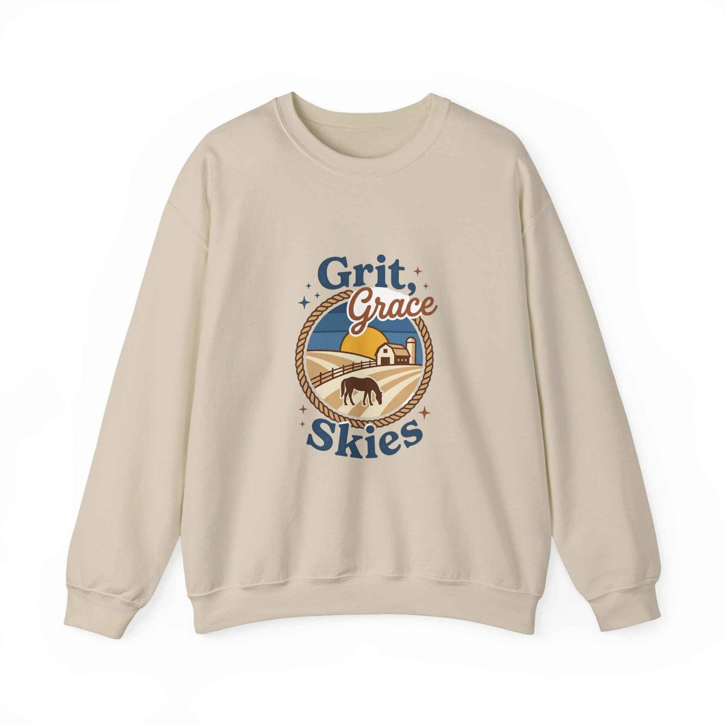 Vintage navy Prairie sweatshirt from Printify featuring Western-inspired design and comfortable, casual fit.