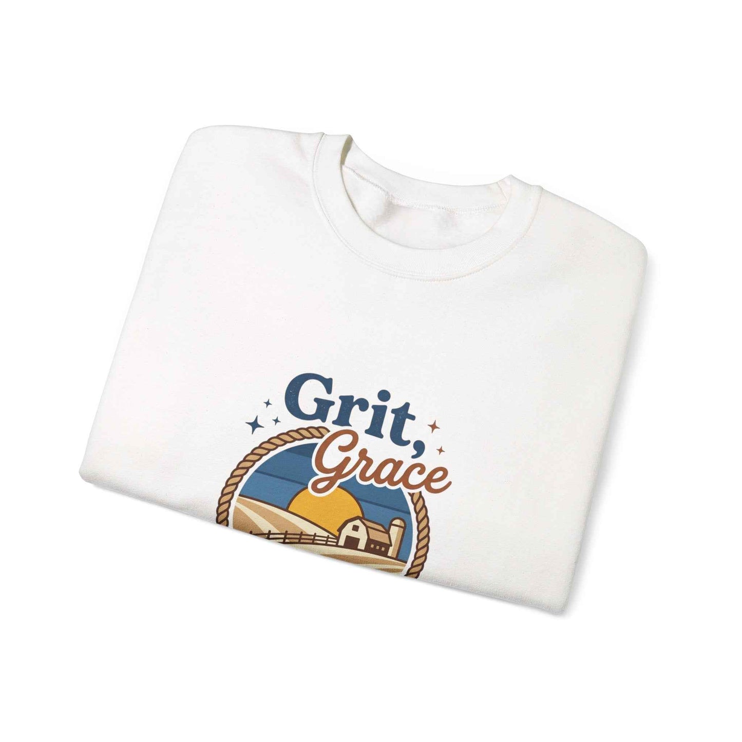 Navy vintage prairie sweatshirt by Printify featuring Western-inspired design and comfortable fit.
