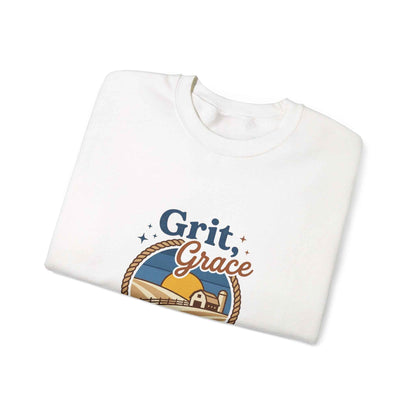 Navy vintage prairie sweatshirt by Printify featuring Western-inspired design and comfortable fit.
