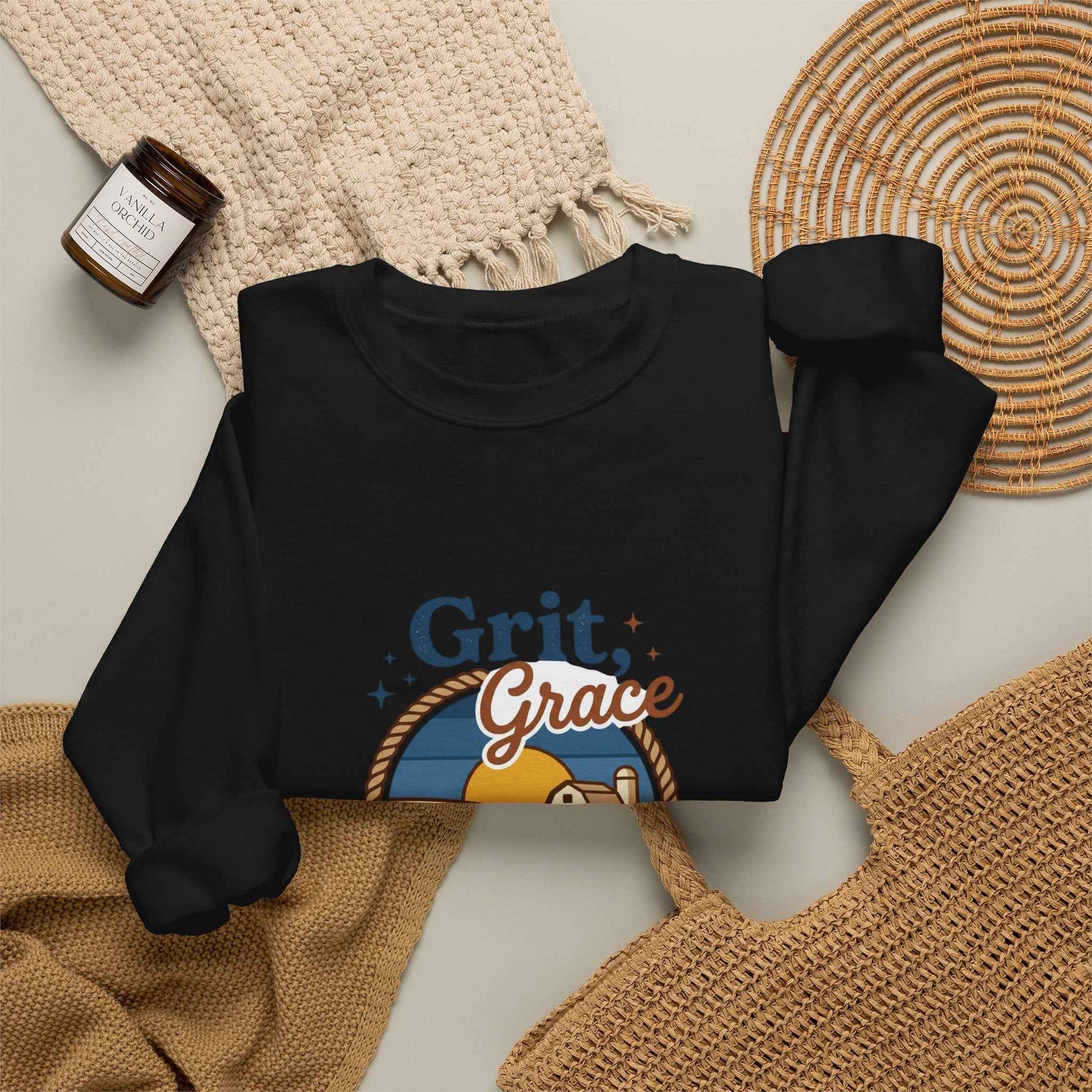 Navy vintage prairie sweatshirt by Printify featuring western-inspired design and comfortable fit, ideal for casual wear.