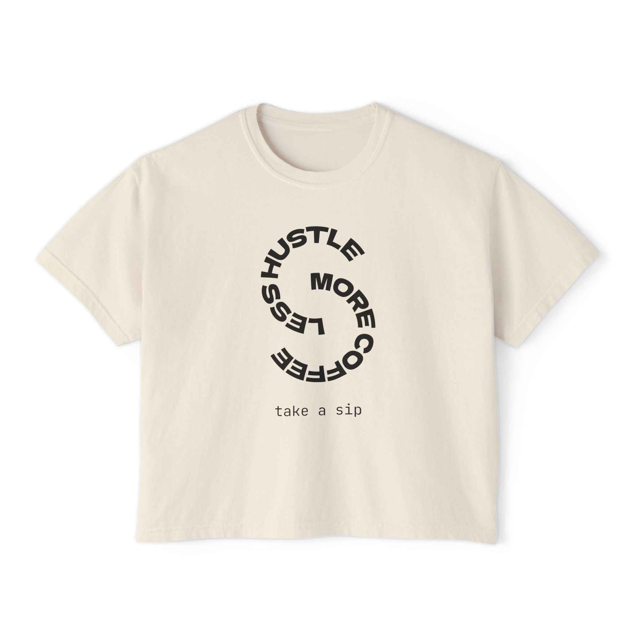Women’s mint green coffee slogan crop T-shirt by Printify, boxy vintage style with casual fit and graphic print.