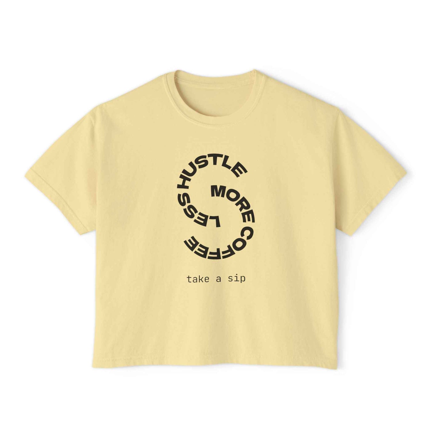 Women’s mint green coffee slogan crop T-shirt by Printify featuring a vintage boxy style and casual fit.
