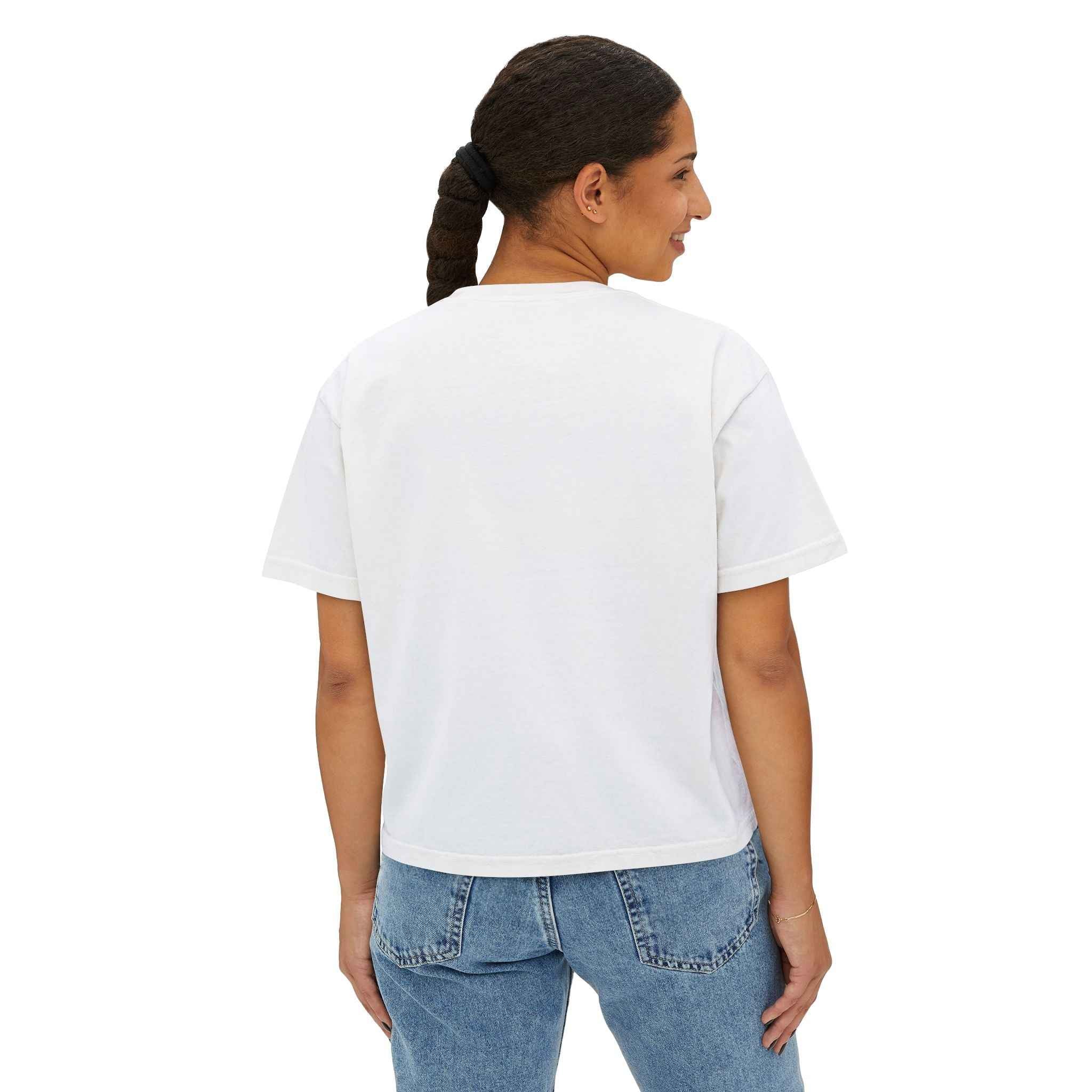 Women’s mint green coffee slogan crop T-shirt in vintage boxy style by Printify, featuring casual fit and printed coffee-themed design.