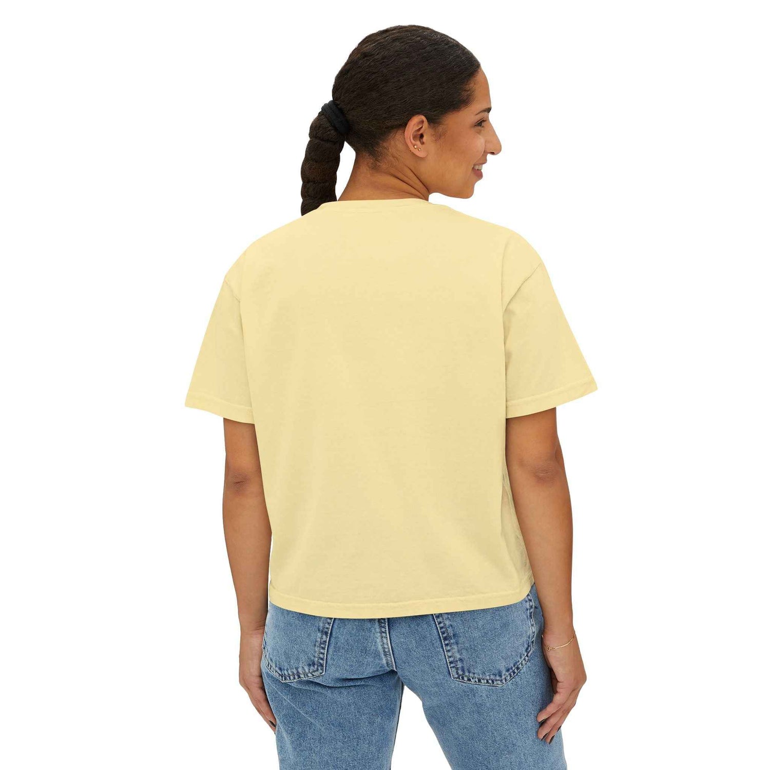 Women’s chalky mint coffee slogan crop T-shirt by Printify, boxy vintage style, casual fit, front graphic design.