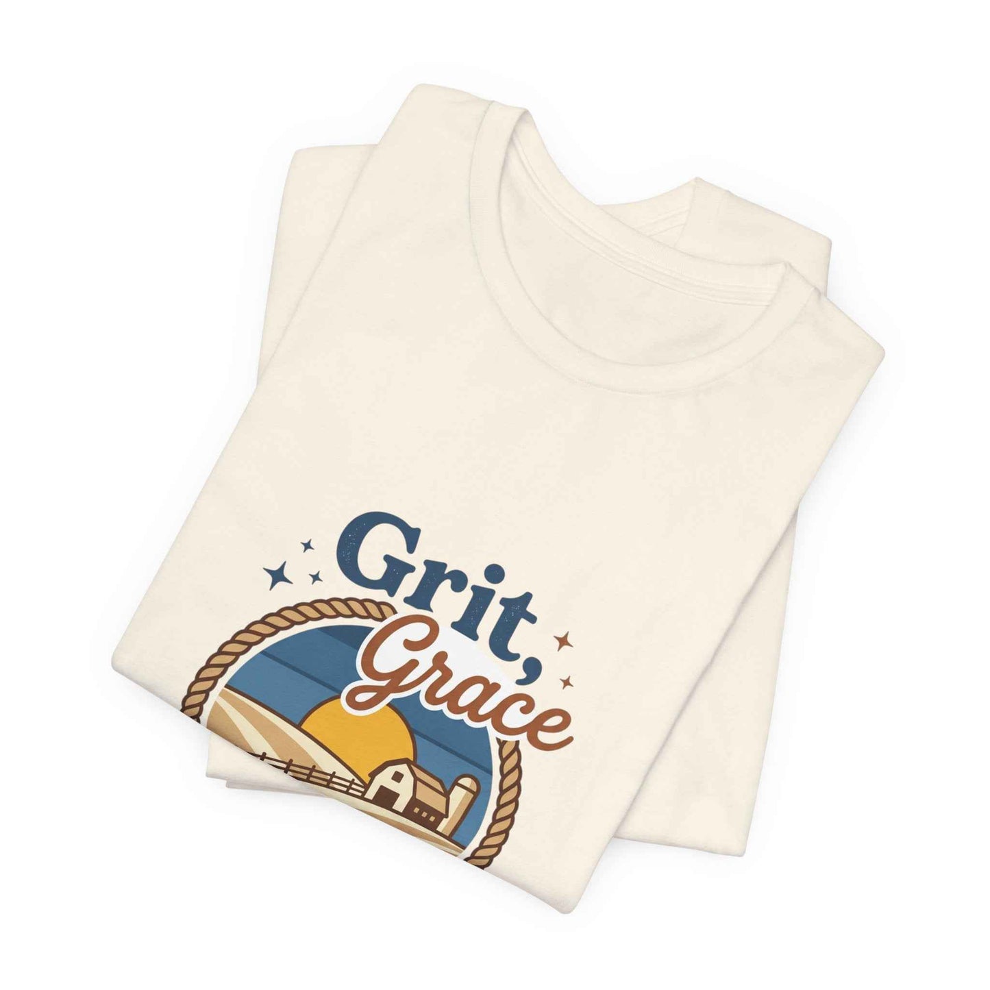 Black Grit Grace Skies T-Shirt featuring Western cowgirl ranch rustic prairie vintage design by Printify.
