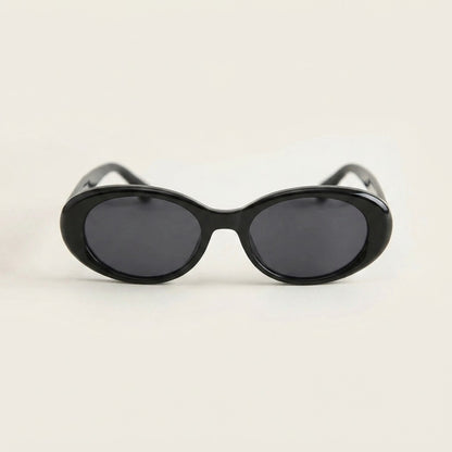 Black oval sunglasses with UV protection from Redemption by Ashley North, featuring a sleek, stylish design and one-size fit.