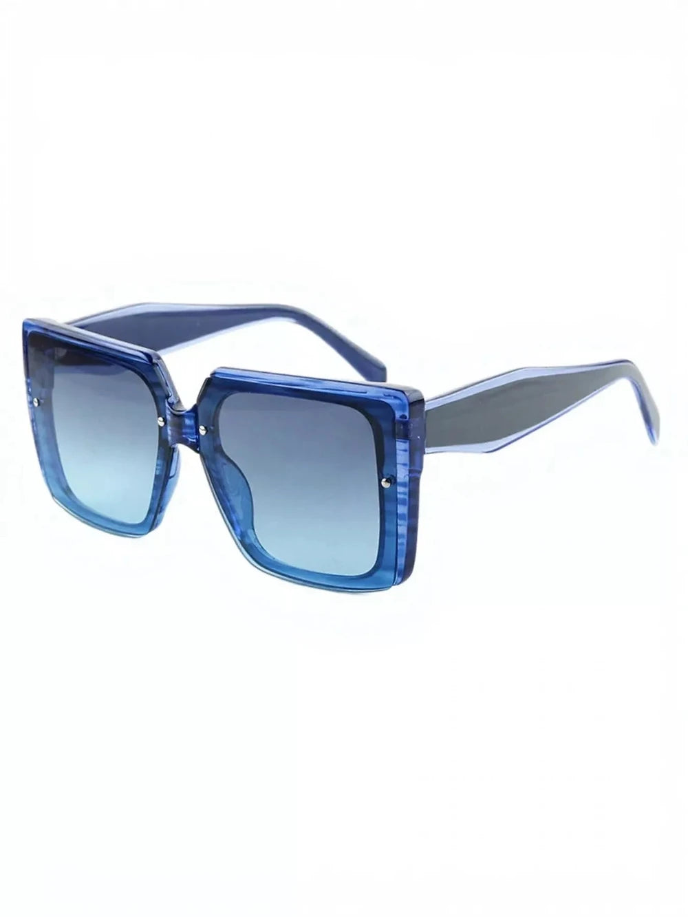 Blue oversized gradient square sunglasses by Redemption by Ashley North with bold frames and tinted lenses for a stylish look.