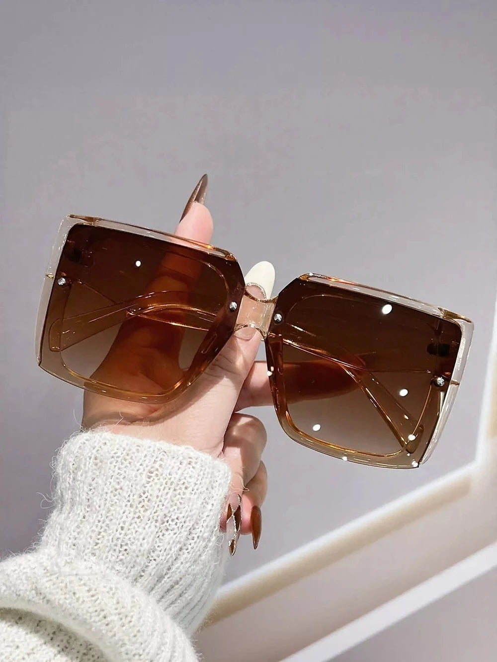 Blue oversized gradient square sunglasses by Redemption by Ashley North with bold frame and stylish tinted lenses.