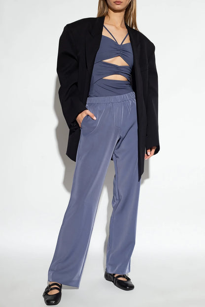 Redemption by Ashley North Samsoe Samsoe Mona sleeveless top in blue, featuring a relaxed fit and lightweight fabric.