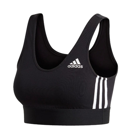 runnwalk women's activewear adidas Must Haves 3-Stripes black and white bra top, designed for workout and athletic activities