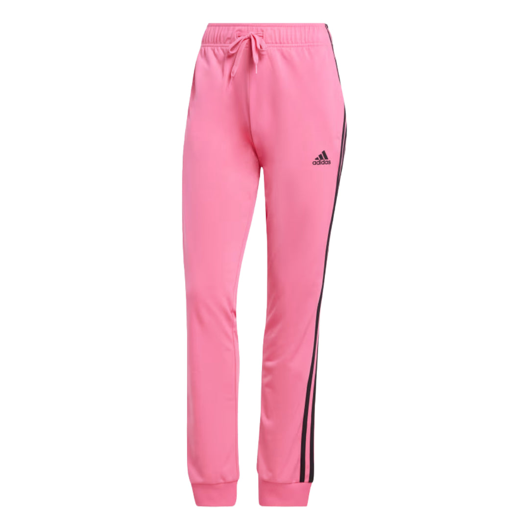 Runnwalk adidas women's Primegreen essentials warm-up slim tapered track pants in Pulse Magenta, featuring 3-stripes design.