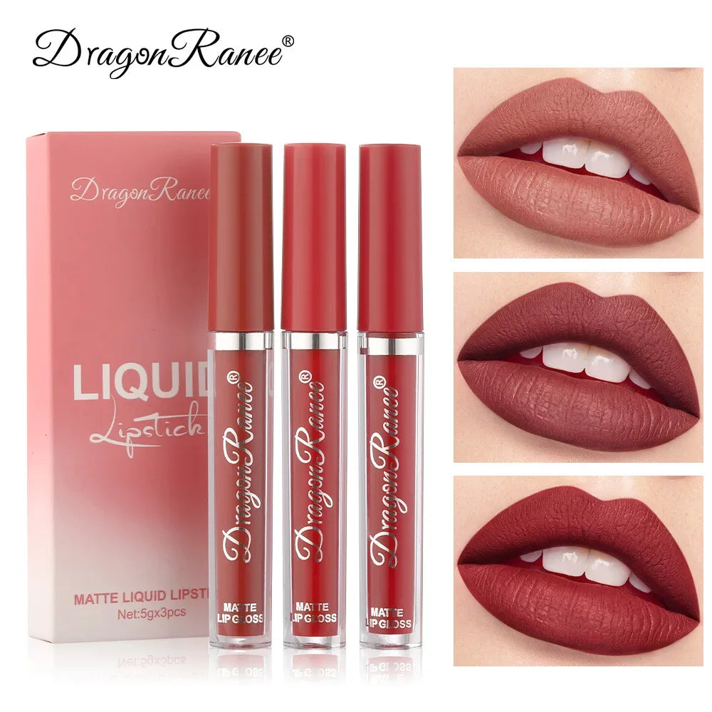 3 PCS Liquid Lipsticks Set Long Lasting Make Up For Women Korean Beauty Cosmetics Matte Lipsticks Waterproof Long lasting - Redemption By Ashley North
