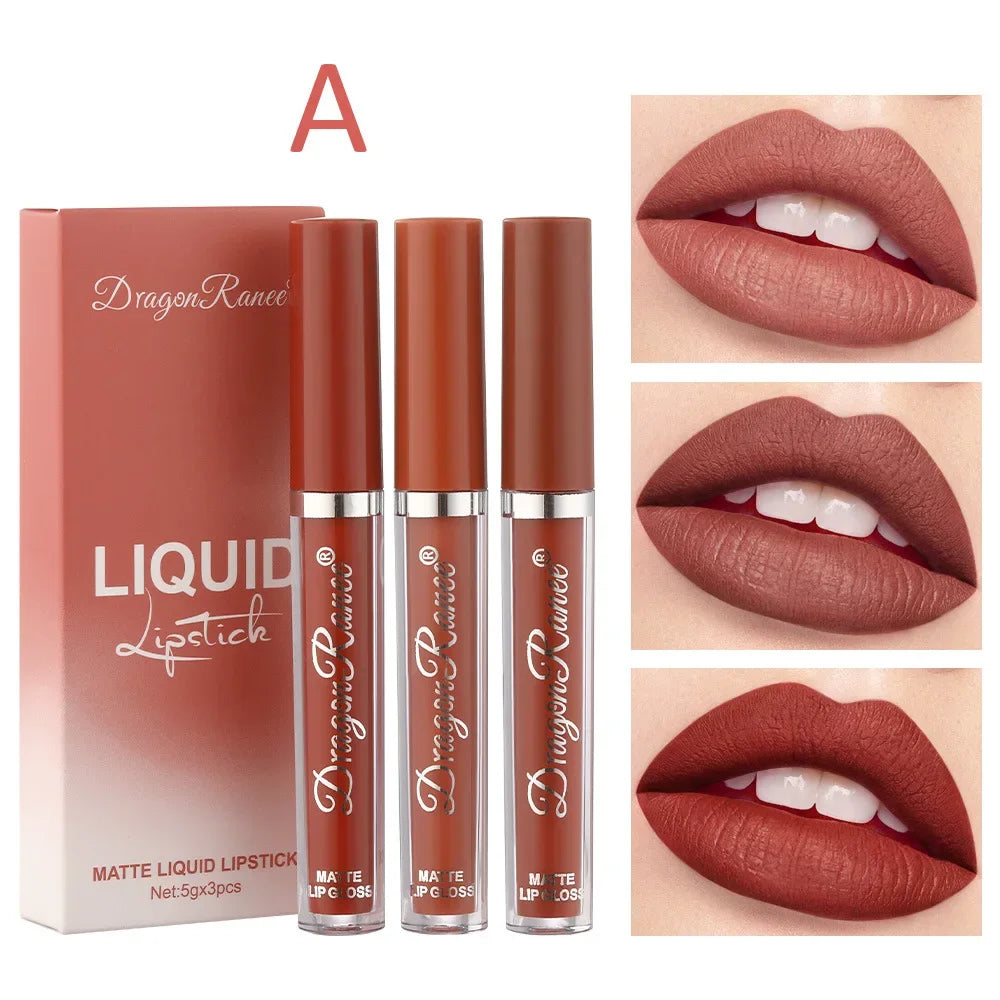 3 PCS Liquid Lipsticks Set Long Lasting Make Up For Women Korean Beauty Cosmetics Matte Lipsticks Waterproof Long lasting - Redemption By Ashley North