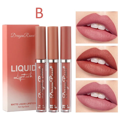 3 PCS Liquid Lipsticks Set Long Lasting Make Up For Women Korean Beauty Cosmetics Matte Lipsticks Waterproof Long lasting - Redemption By Ashley North