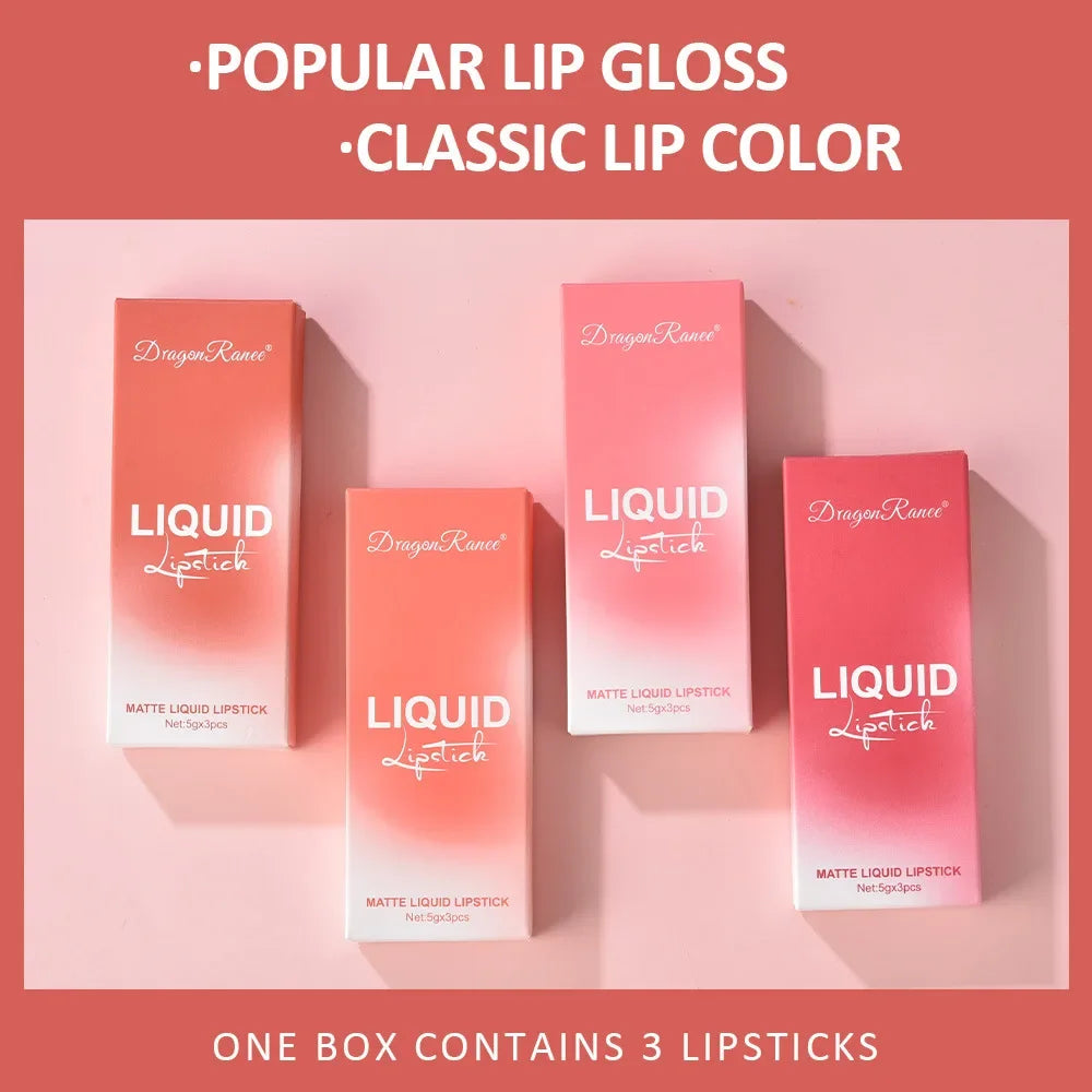 3 PCS Liquid Lipsticks Set Long Lasting Make Up For Women Korean Beauty Cosmetics Matte Lipsticks Waterproof Long lasting - Redemption By Ashley North