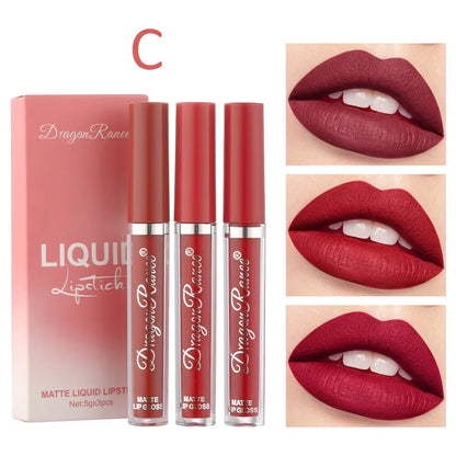 3 PCS Liquid Lipsticks Set Long Lasting Make Up For Women Korean Beauty Cosmetics Matte Lipsticks Waterproof Long lasting - Redemption By Ashley North
