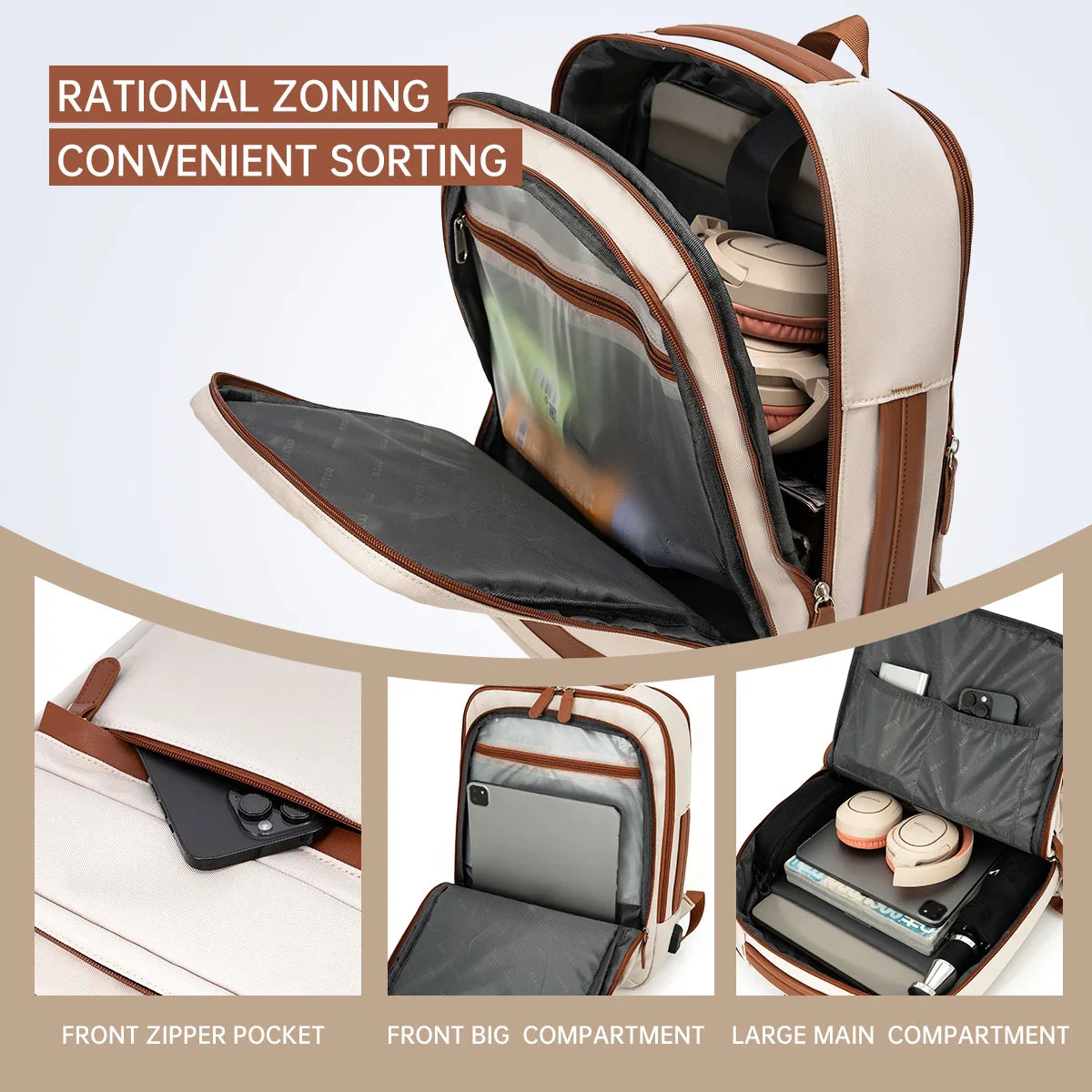 Waterproof USB rechargeable backpack by Stone's Store, large unisex laptop bag with multiple compartments for men and women.