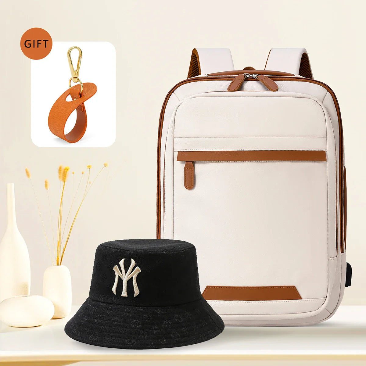 Waterproof USB rechargeable backpack for men and women, large laptop bag with multiple compartments, stylish unisex school and travel backpack