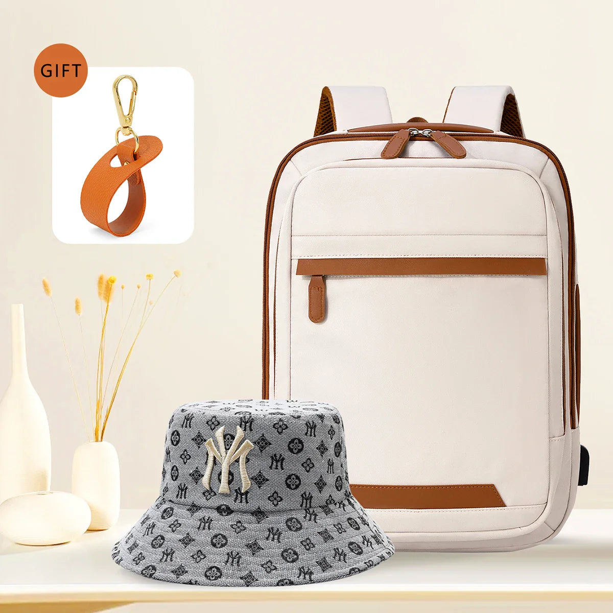 Black waterproof USB rechargeable backpack by Stone's Store with large laptop compartment, ideal for men and women.