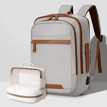 Black waterproof USB rechargeable backpack by Stone's Store, large laptop compartment, unisex design for school and travel.