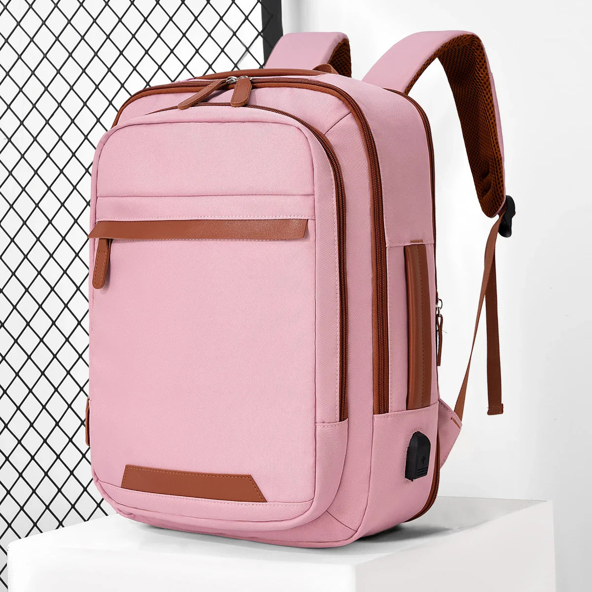 Black waterproof USB rechargeable backpack for men and women, large laptop bag, unisex school and youth backpack from Stone's Store.