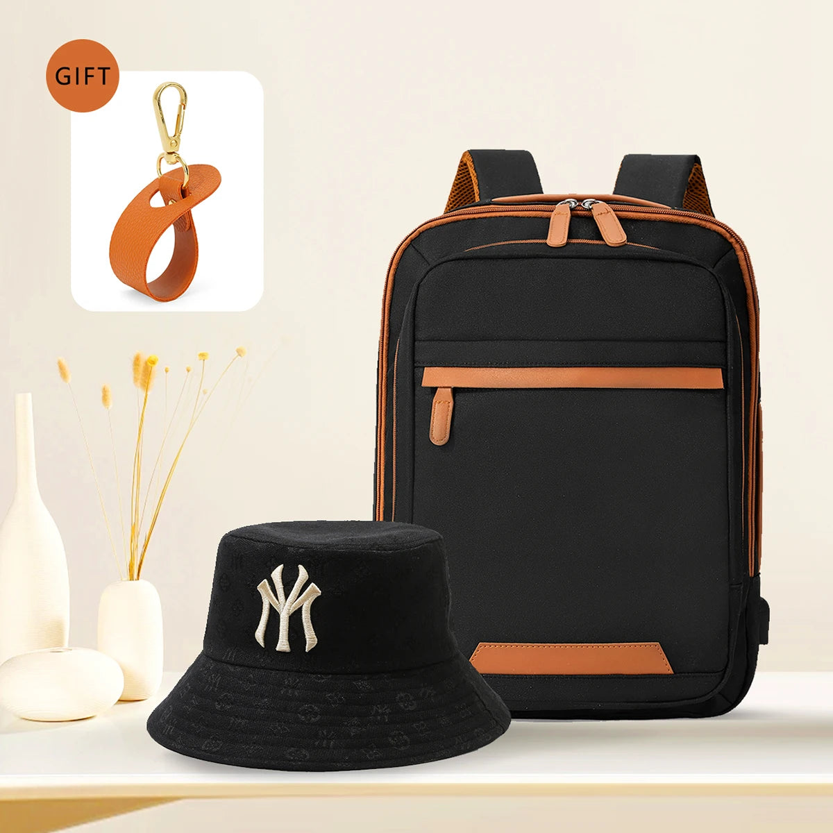 Black waterproof USB rechargeable backpack by Stone's Store, large unisex laptop bag suitable for school and youth use.