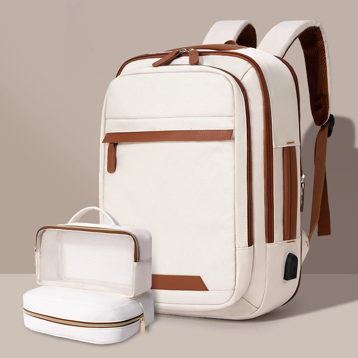 Black waterproof USB rechargeable backpack by Stone's Store, large unisex backpack with laptop compartment for school and travel.
