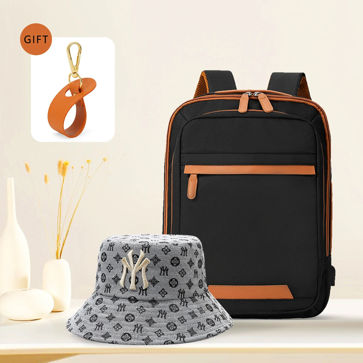 Black waterproof USB rechargeable backpack by Stone's Store, large laptop compartment, unisex school and youth bag for men and women.