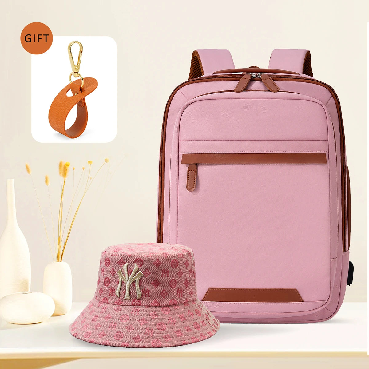 Black waterproof USB rechargeable backpack for men and women, large laptop compartment, unisex school and youth bag.