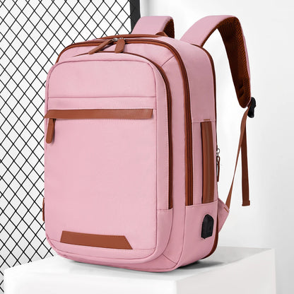 Black waterproof USB rechargeable backpack by Stone's Store with large laptop compartment, ideal for men and women.
