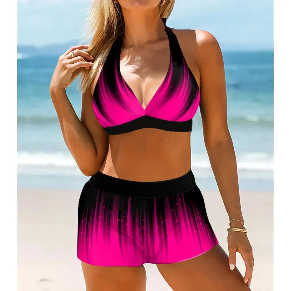 Navy Blue Striped Women Tankini Swimsuit Two Piece Bikini Beach Swimwear S-6XL Fashion Beachwear107 - Redemption By Ashley North