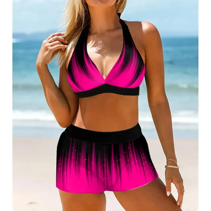 Navy Blue Striped Women Tankini Swimsuit Two Piece Bikini Beach Swimwear S-6XL Fashion Beachwear107 - Redemption By Ashley North